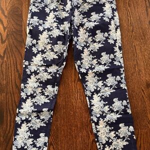 Gap Floral Print Navy Skinny Pants Sz 31